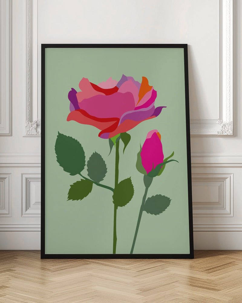Popart Rose I - Stretched Canvas, Poster or Fine Art Print - I Heart Wall Art - Poster Print, Canvas Print or Framed Art Print