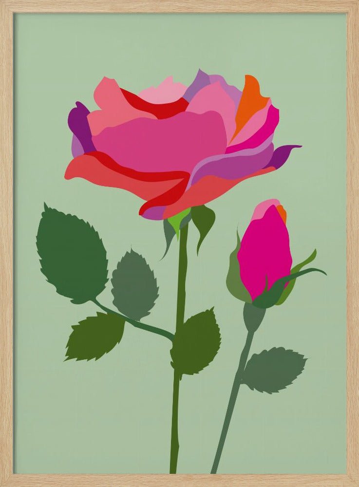 Popart Rose I - Stretched Canvas, Poster or Fine Art Print - I Heart Wall Art - Poster Print, Canvas Print or Framed Art Print