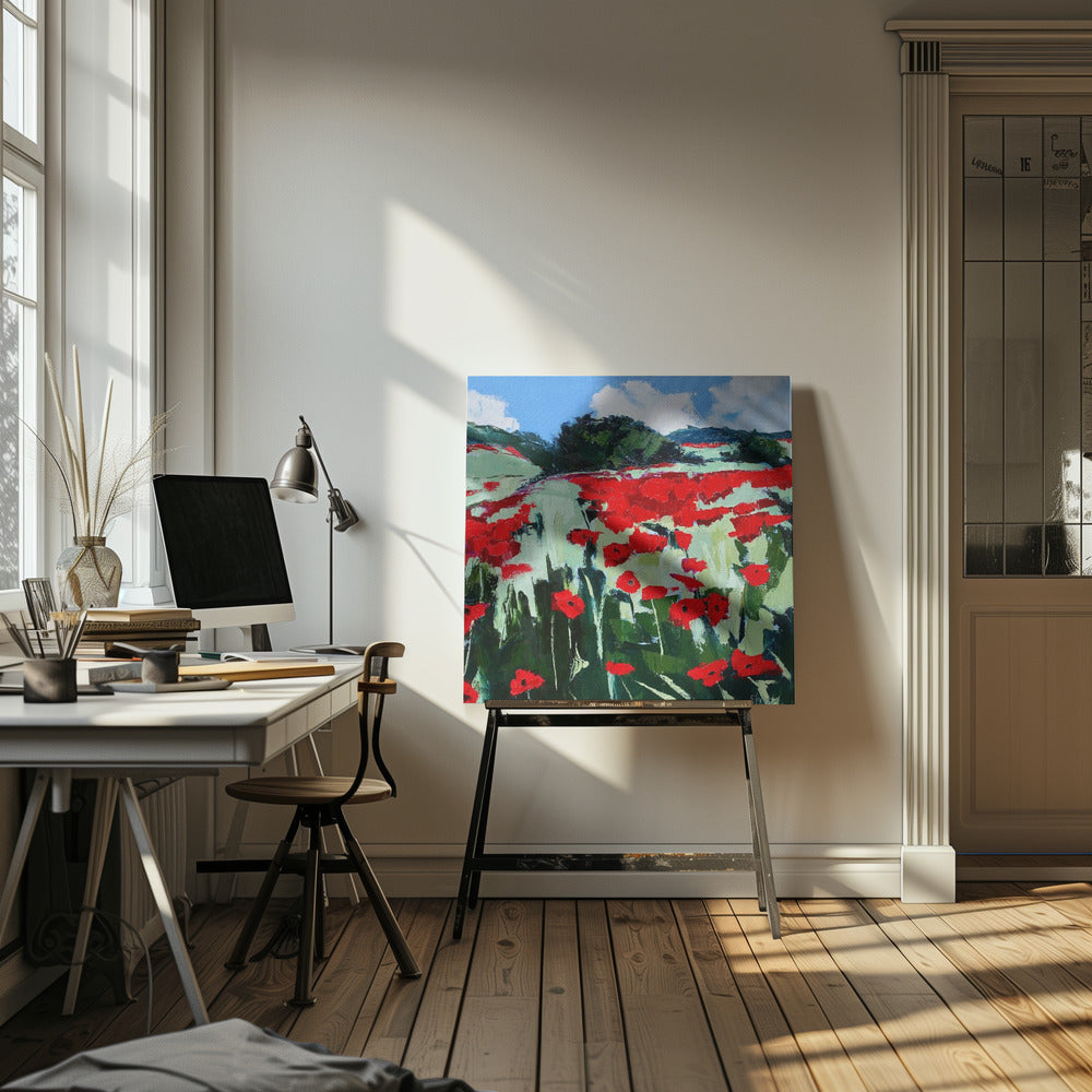 Poppies - Square Stretched Canvas, Poster or Fine Art Print I Heart Wall Art