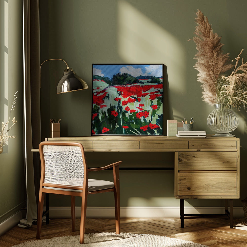 Poppies - Square Stretched Canvas, Poster or Fine Art Print I Heart Wall Art