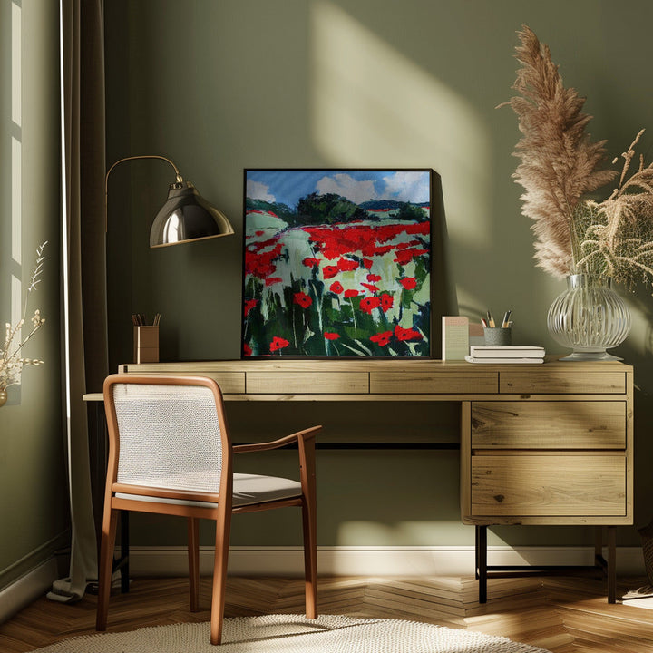 Poppies - Square Stretched Canvas, Poster or Fine Art Print I Heart Wall Art