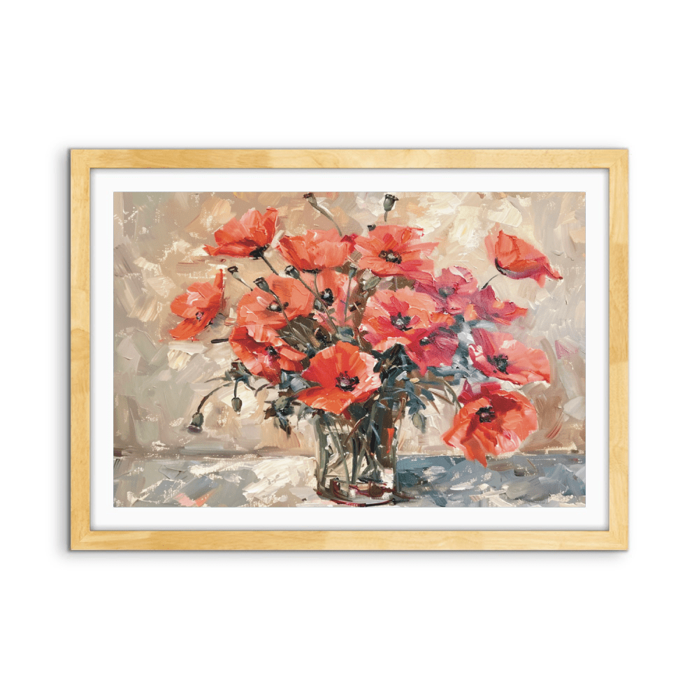 Poppies Still Life - Still Life Vase of Flowers, Stretched Canvas or Wall Art Print - I Heart Wall Art - Poster Print, Canvas Print or Framed Art Print