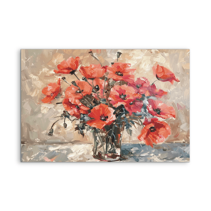 Poppies Still Life - Still Life Vase of Flowers, Stretched Canvas or Wall Art Print - I Heart Wall Art - Poster Print, Canvas Print or Framed Art Print