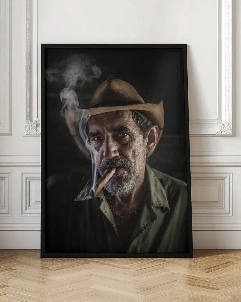 Portrait of a cigar smoker - Stretched Canvas, Poster or Fine Art Print I Heart Wall Art