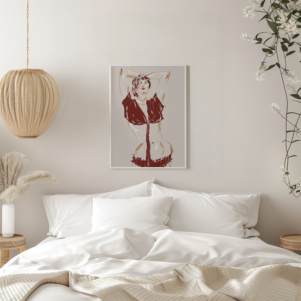 Portrait Of A Model Beige - Stretched Canvas, Poster or Fine Art Print I Heart Wall Art
