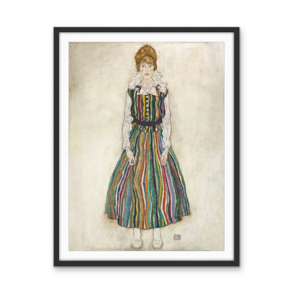Portrait of Edith (the artist's wife) by Egon Schiele - Stretched Canvas Print or Framed Fine Art Print - Artwork - I Heart Wall Art