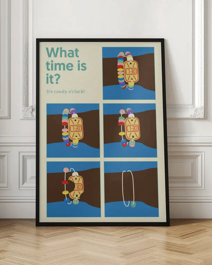 Poster Candy Clock - Stretched Canvas, Poster or Fine Art Print I Heart Wall Art
