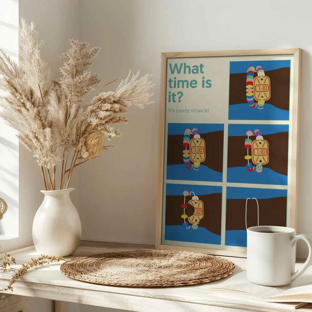 Poster Candy Clock - Stretched Canvas, Poster or Fine Art Print I Heart Wall Art