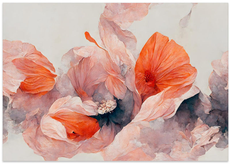 Salmon Flowers - Stretched Canvas, Poster or Fine Art Print I Heart Wall Art