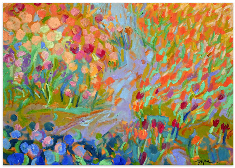 Vibrant Garden Path - Stretched Canvas, Poster or Fine Art Print I Heart Wall Art