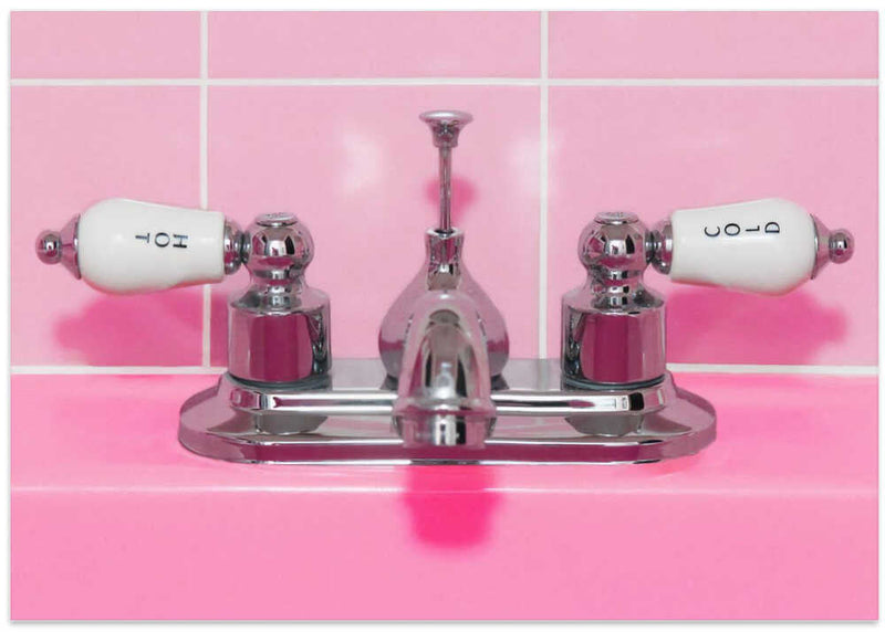 Retro Pink Sink Faucet - Stretched Canvas, Poster or Fine Art Print I Heart Wall Art