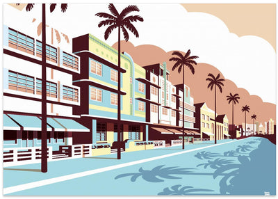 Miami Oceandrive - Stretched Canvas, Poster or Fine Art Print I Heart Wall Art