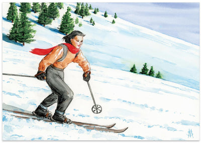 Downhill Skier - Stretched Canvas, Poster or Fine Art Print I Heart Wall Art