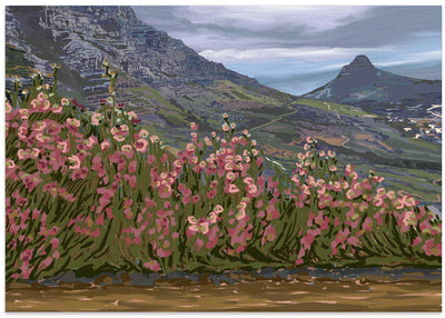 Petals and Peaks, Cape Town, South Africa, 2024 - Stretched Canvas, Poster or Fine Art Print I Heart Wall Art