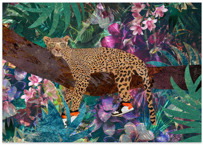 Lazy Leopard - Stretched Canvas, Poster or Fine Art Print I Heart Wall Art