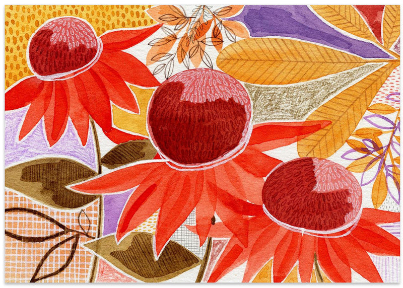 Layered Botanical Watercolour - Stretched Canvas, Poster or Fine Art Print I Heart Wall Art