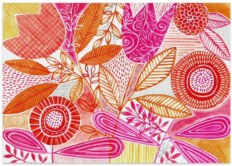 Layered Botanical Watercolour - Stretched Canvas, Poster or Fine Art Print I Heart Wall Art