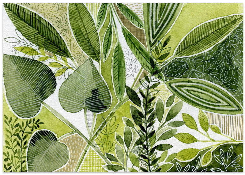 Layered Botanical Watercolour - Stretched Canvas, Poster or Fine Art Print I Heart Wall Art