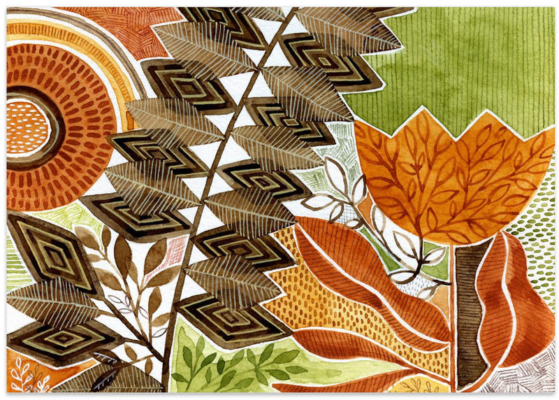 Layered Botanical Watercolour - Stretched Canvas, Poster or Fine Art Print I Heart Wall Art