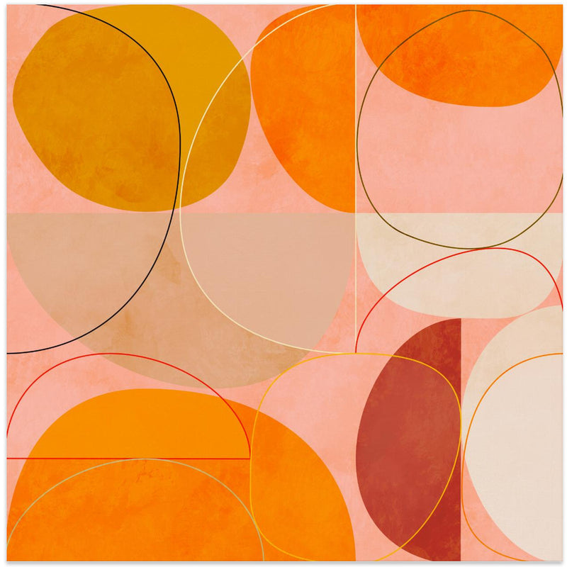 Mid Century Curry Yellow Blush Spring - Square Stretched Canvas, Poster or Fine Art Print I Heart Wall Art