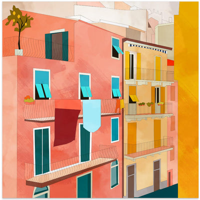 Little Italy Houses - Square Stretched Canvas, Poster or Fine Art Print I Heart Wall Art