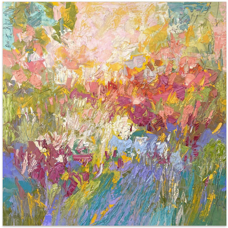 Radiant Floral Harmony - Square Stretched Canvas, Poster or Fine Art Print I Heart Wall Art