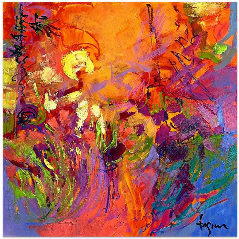 Vivid Sunburst - Square Stretched Canvas, Poster or Fine Art Print I Heart Wall Art