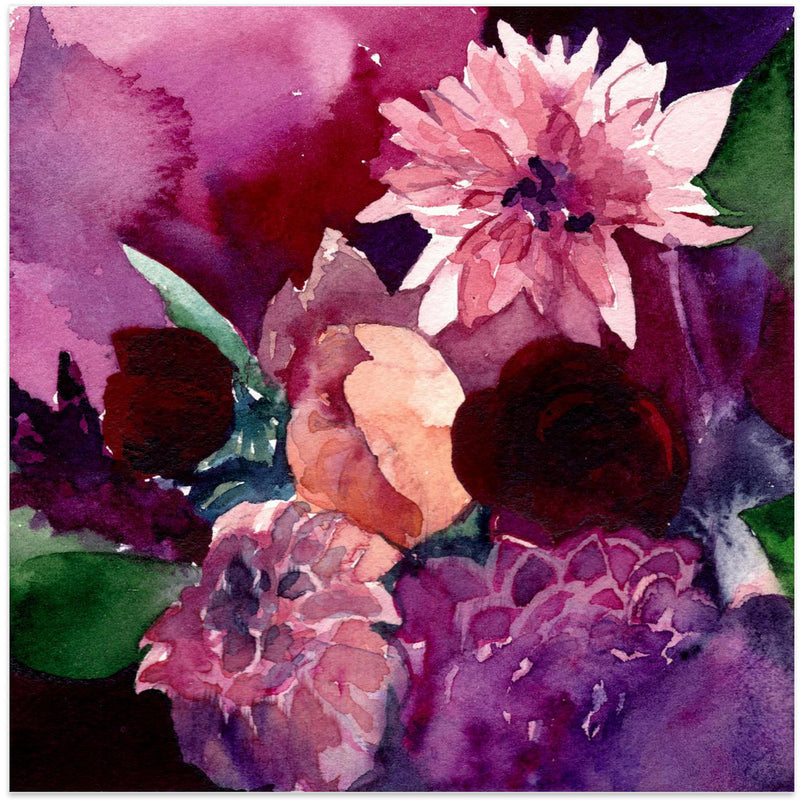 Dahlias Small - Square Stretched Canvas, Poster or Fine Art Print I Heart Wall Art