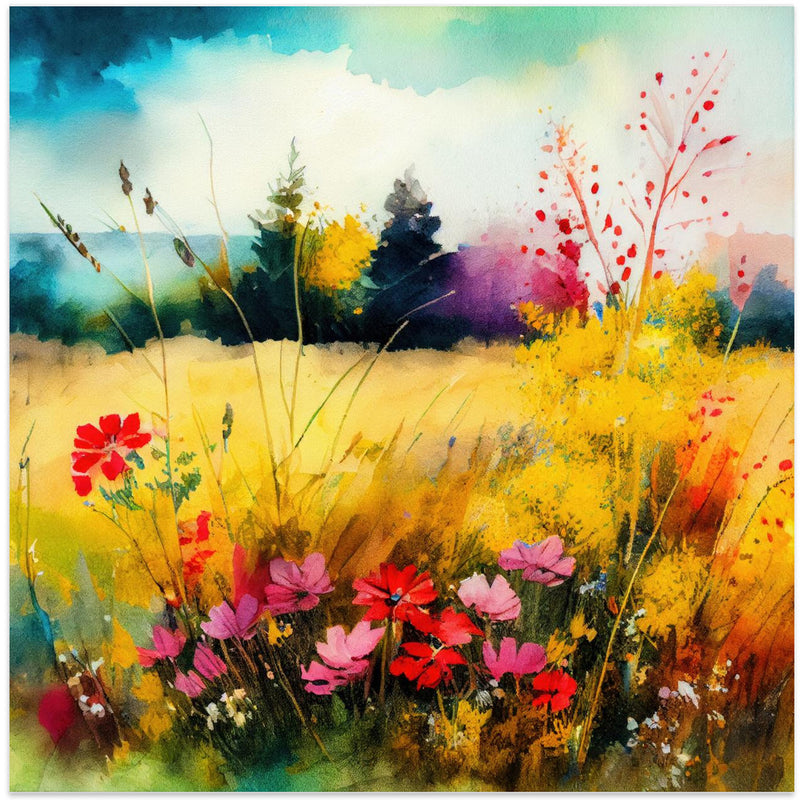 Idyllic Meadow (2) - Square Stretched Canvas, Poster or Fine Art Print I Heart Wall Art