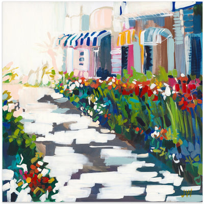 Street Awnings - Square Stretched Canvas, Poster or Fine Art Print I Heart Wall Art