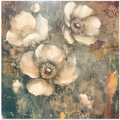 Flowers Floral Art Illustration 10 - Square Stretched Canvas, Poster or Fine Art Print I Heart Wall Art