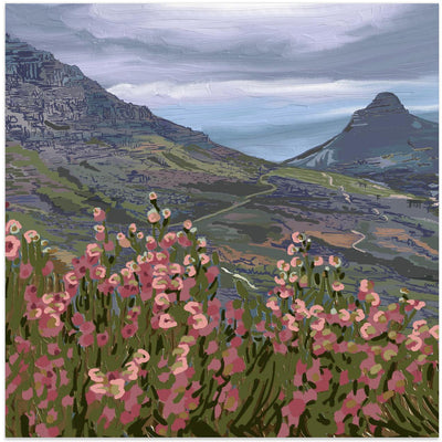 Petals and Peaks, Cape Town, South Africa, 2024 - Square Stretched Canvas, Poster or Fine Art Print I Heart Wall Art
