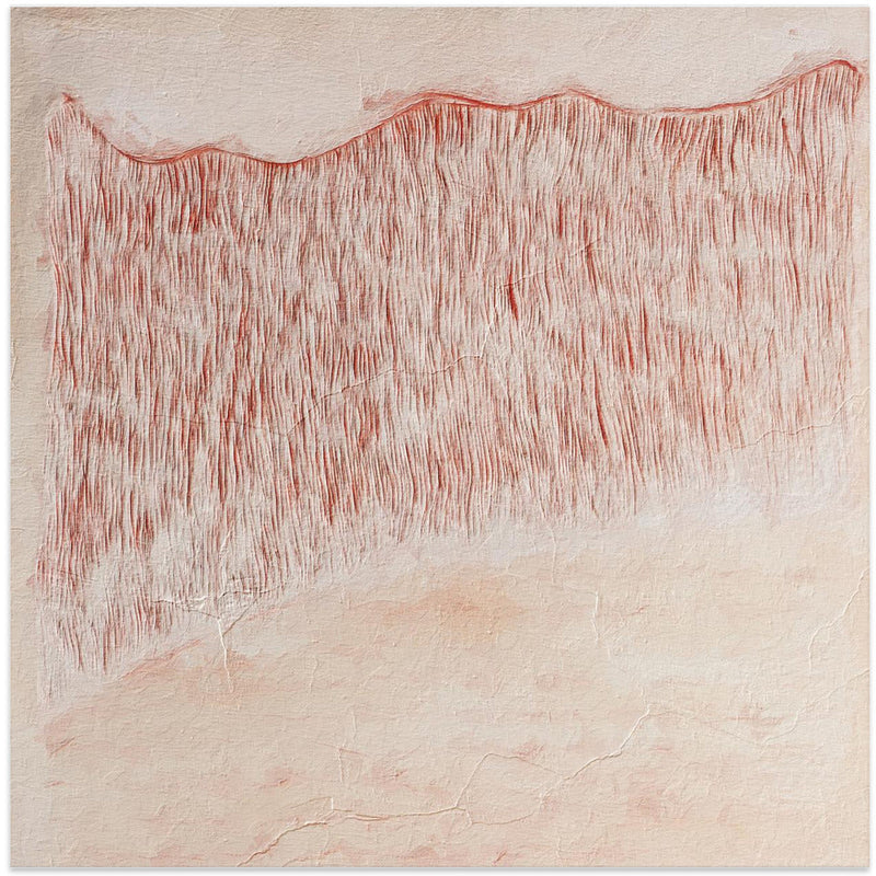 Crimson Wavescape - Square Stretched Canvas, Poster or Fine Art Print I Heart Wall Art