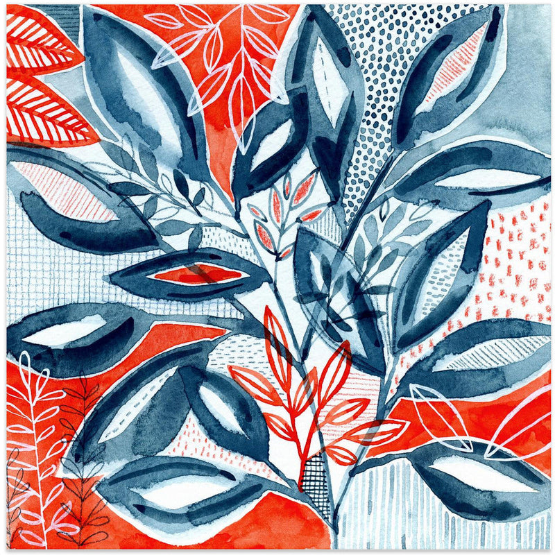 Layered Botanical Watercolour - Square Stretched Canvas, Poster or Fine Art Print I Heart Wall Art