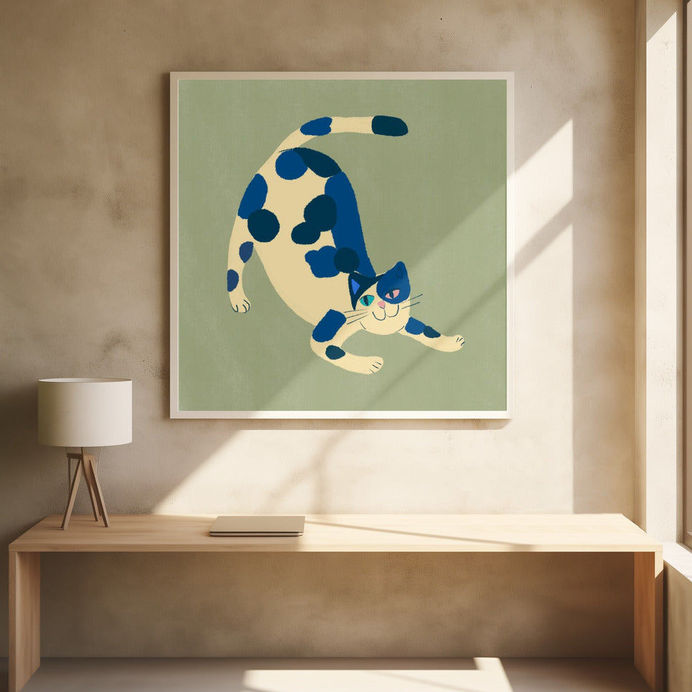 Pouncing cat - Square Stretched Canvas, Poster or Fine Art Print I Heart Wall Art