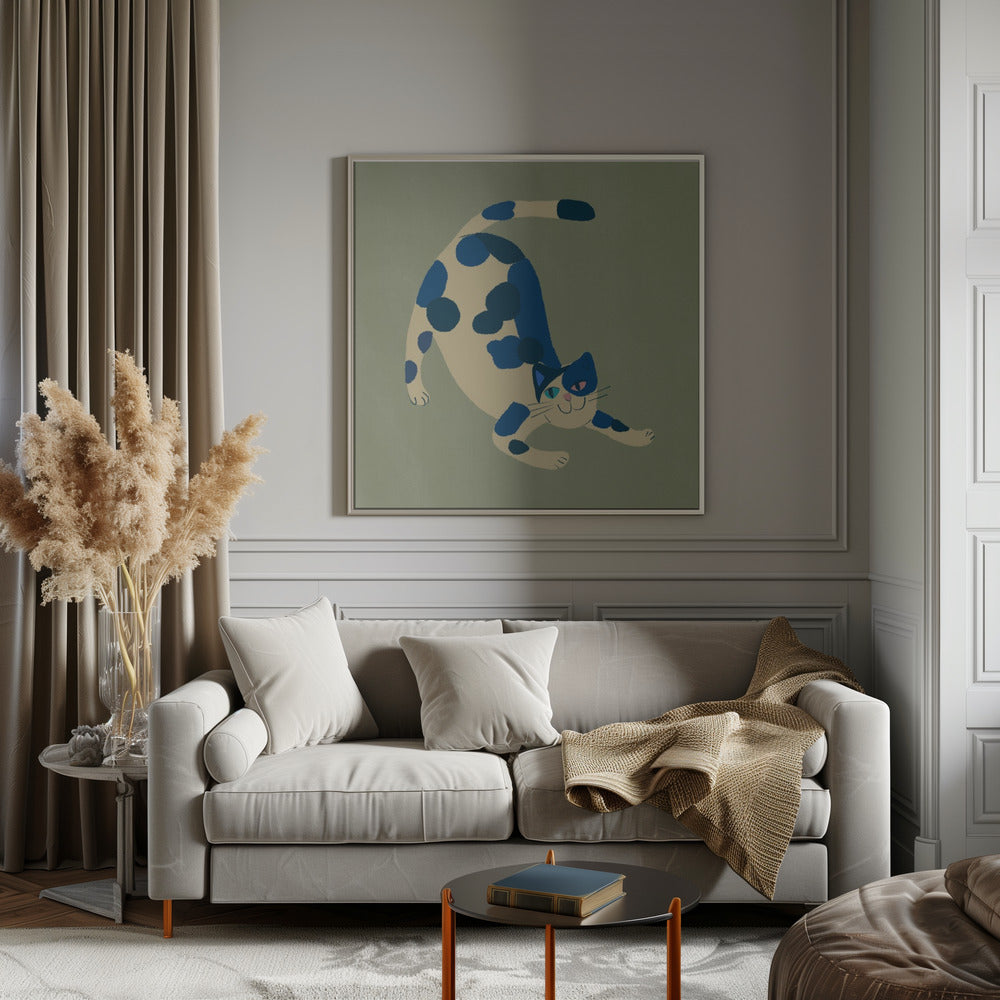 Pouncing cat - Square Stretched Canvas, Poster or Fine Art Print I Heart Wall Art
