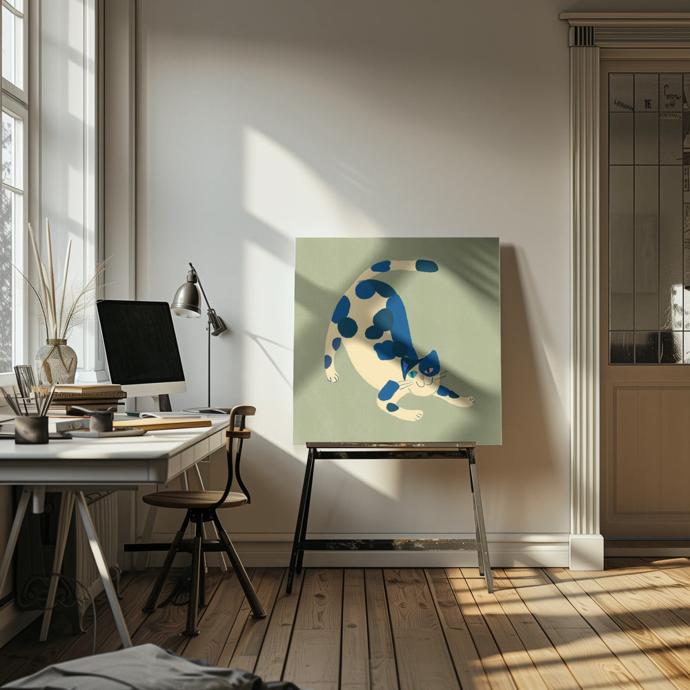 Pouncing cat - Square Stretched Canvas, Poster or Fine Art Print I Heart Wall Art