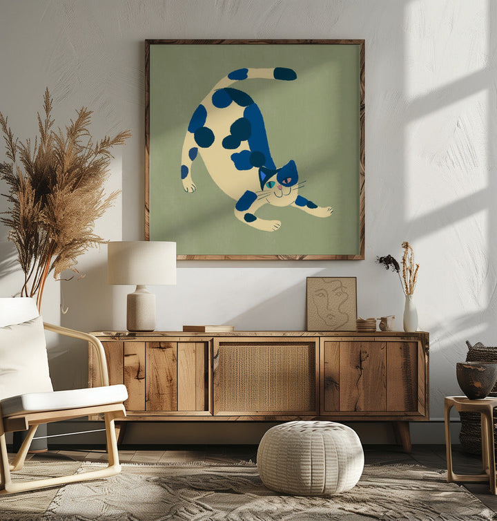 Pouncing cat - Square Stretched Canvas, Poster or Fine Art Print I Heart Wall Art