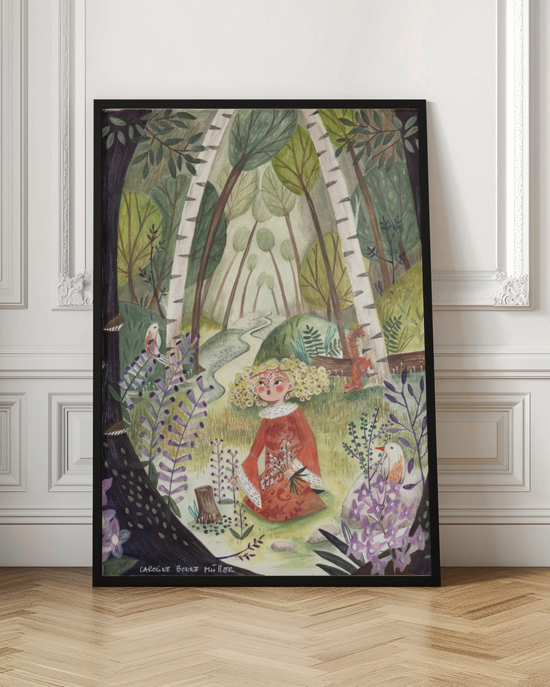 Princess in the forest with flowers - Stretched Canvas, Poster or Fine Art Print I Heart Wall Art
