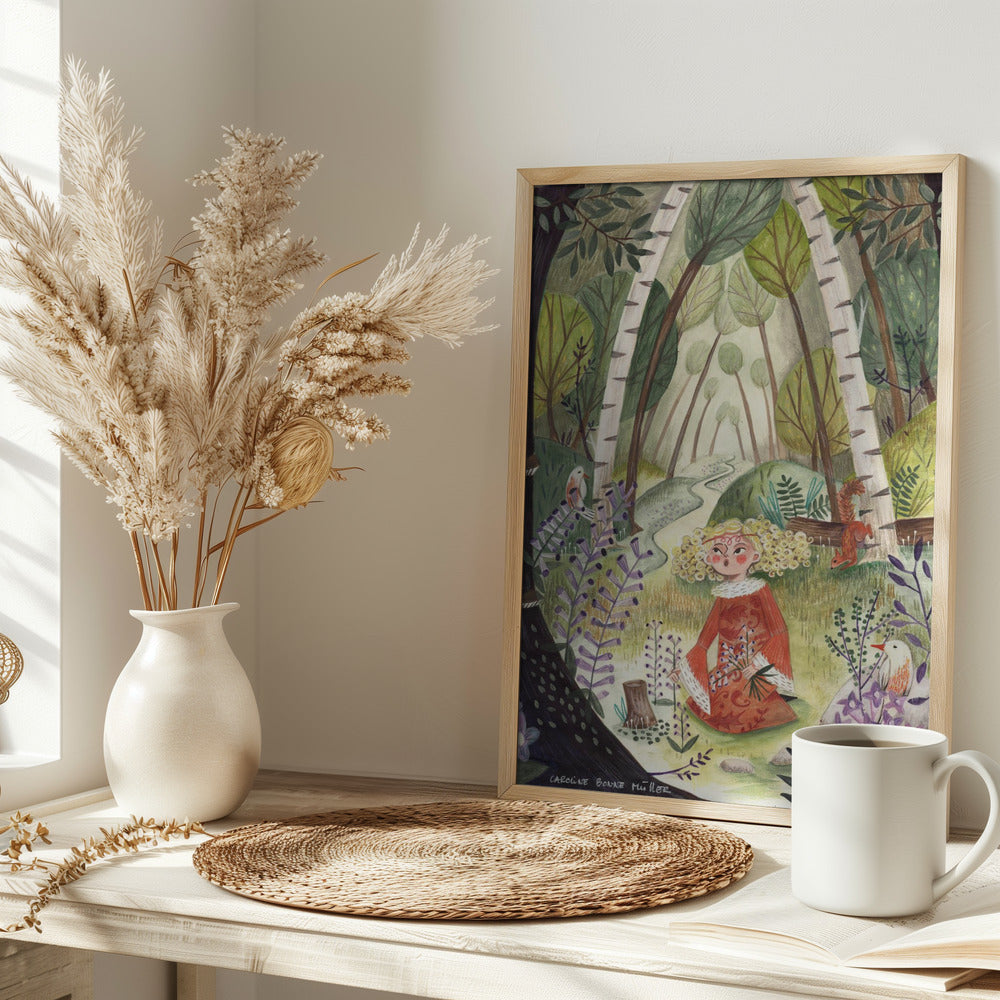 Princess in the forest with flowers - Stretched Canvas, Poster or Fine Art Print I Heart Wall Art