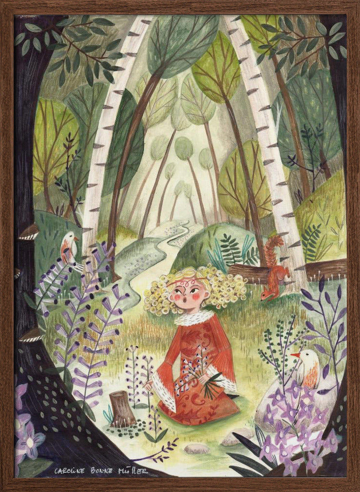 Princess in the forest with flowers - Stretched Canvas, Poster or Fine Art Print I Heart Wall Art