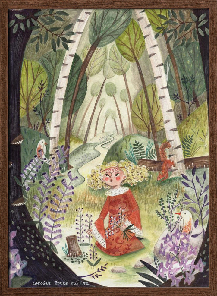 Princess in the forest with flowers - Stretched Canvas, Poster or Fine Art Print I Heart Wall Art
