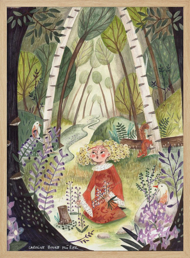 Princess in the forest with flowers - Stretched Canvas, Poster or Fine Art Print I Heart Wall Art