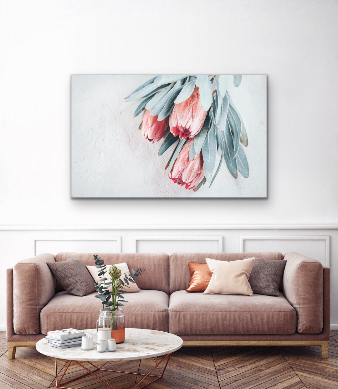 Protea Bunch - Australian Native Eucalyptus Art Print Stretched Canvas Wall Art - I Heart Wall Art