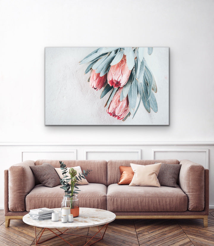 Protea Bunch - Australian Native Eucalyptus Art Print Stretched Canvas Wall Art - I Heart Wall Art