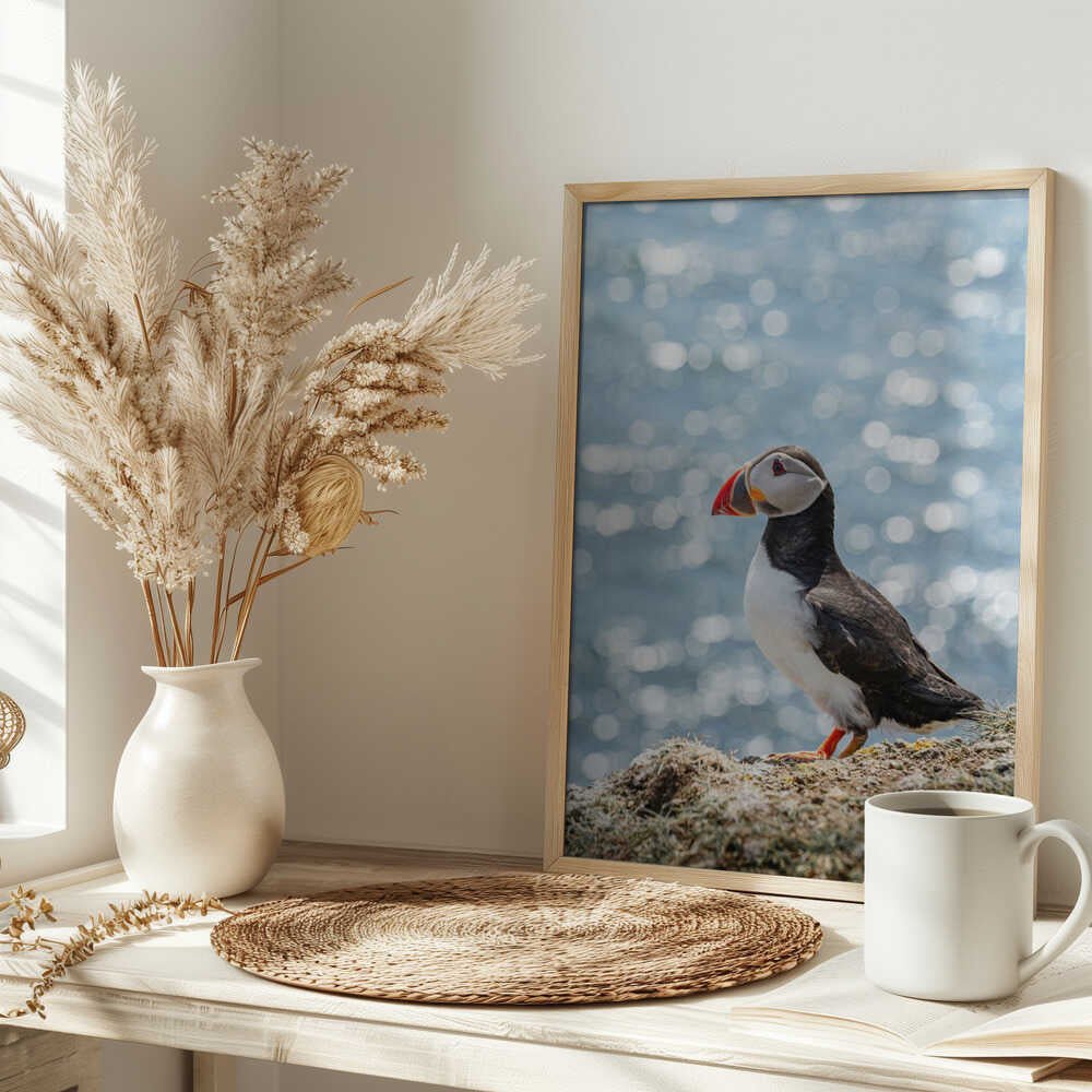 Puffin by the Sea - Stretched Canvas, Poster or Fine Art Print - I Heart Wall Art - Poster Print, Canvas Print or Framed Art Print