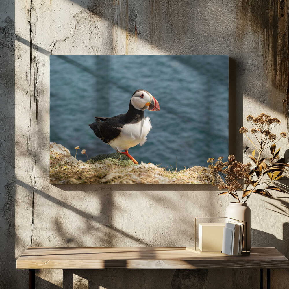 Puffin on Canna Island - Stretched Canvas, Poster or Fine Art Print - I Heart Wall Art - Poster Print, Canvas Print or Framed Art Print