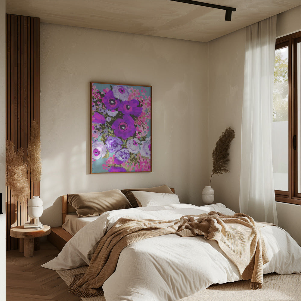 Purple And Rose Pink Bouguet - Stretched Canvas, Poster or Fine Art Print I Heart Wall Art