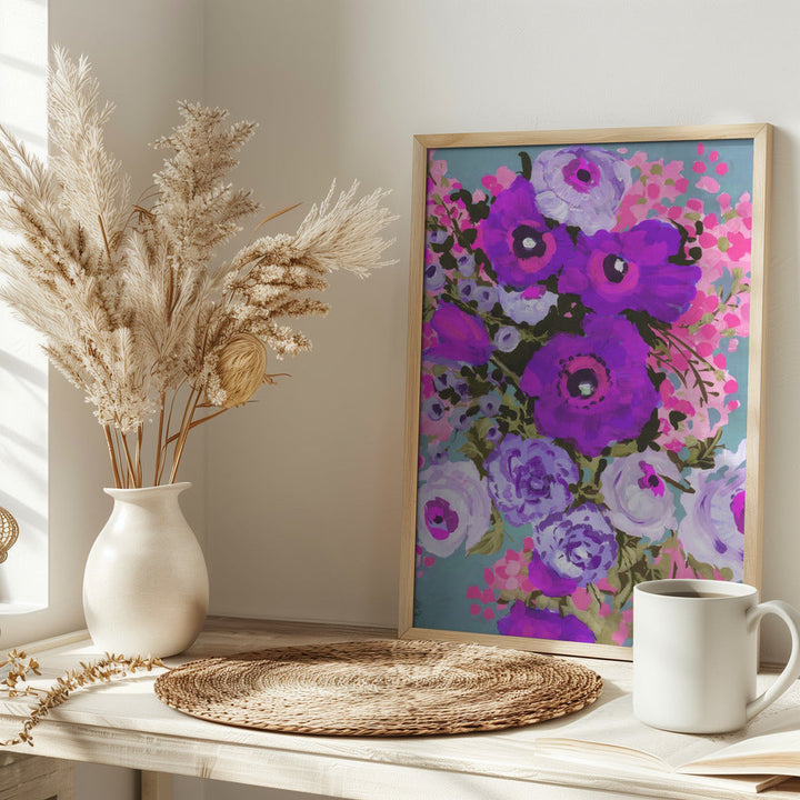 Purple And Rose Pink Bouguet - Stretched Canvas, Poster or Fine Art Print I Heart Wall Art