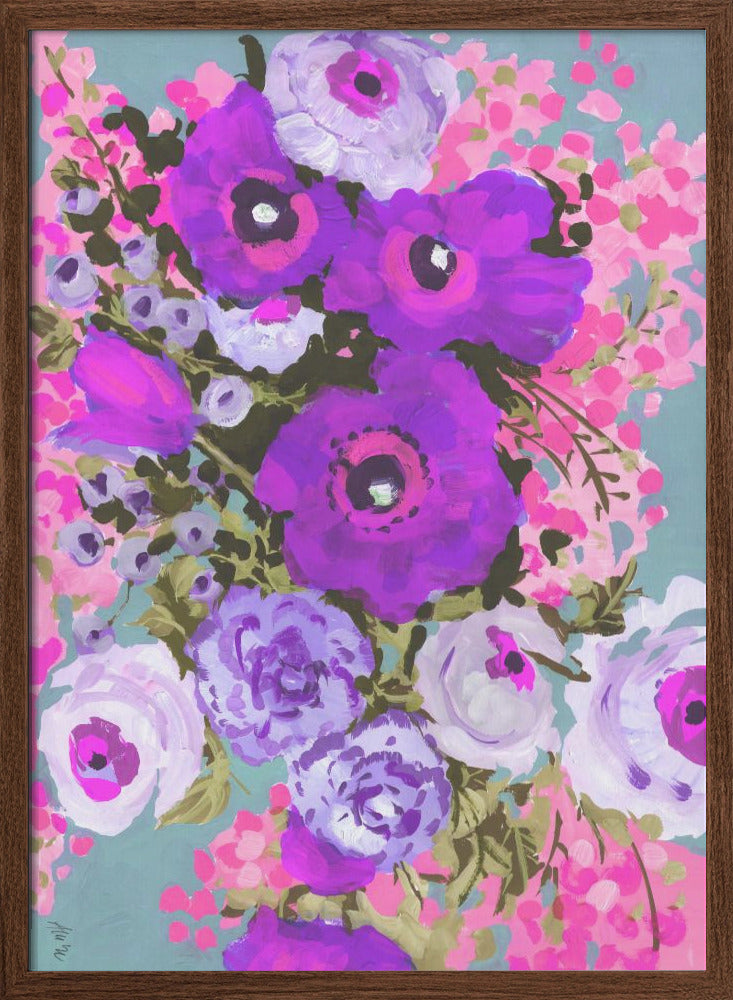 Purple And Rose Pink Bouguet - Stretched Canvas, Poster or Fine Art Print I Heart Wall Art